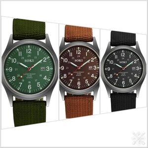 SOKI Men’s Analog Quartz Date Display Military Watch. New